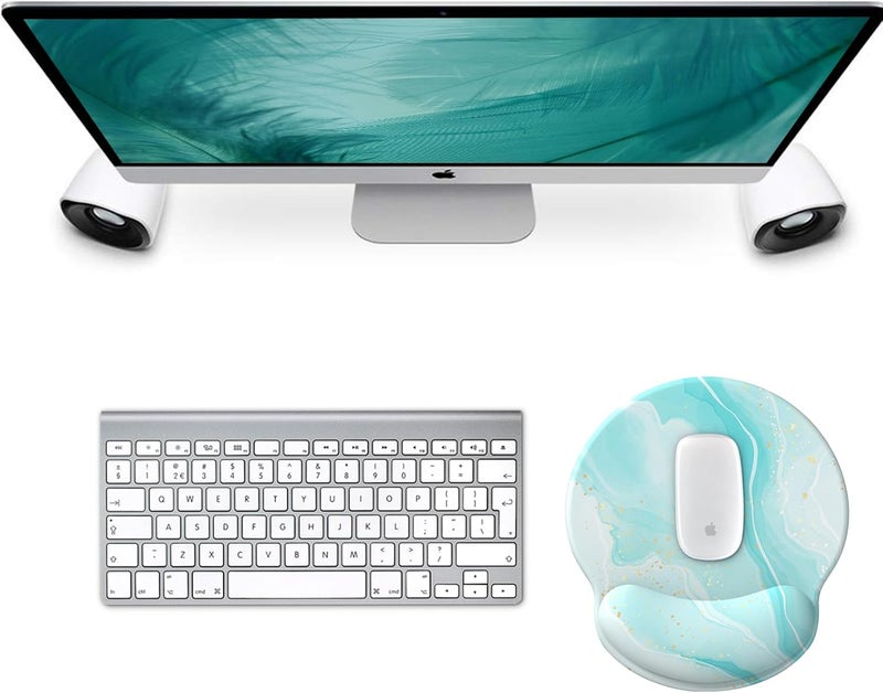 eulps Mouse Pad with Wrist Rest, Comfortable Computer Mousepad with Gel Wrist Support Smooth Surface and Non-Slip PU Base for Pain Relief, Laptop, Office & Home (ICY Blue) - Image 2
